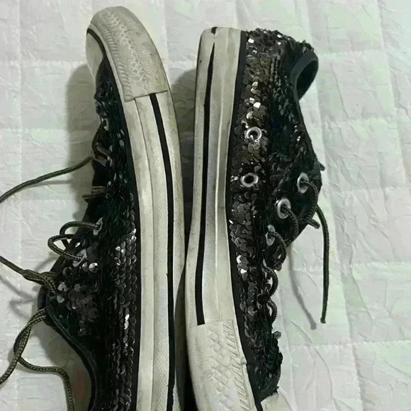 Converse Brown Shiny Sequins Lace Up Canvas Sneaker 9 - Picture 4 of 6